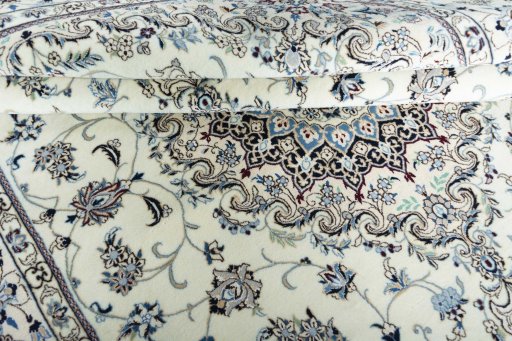 Close-up detail of New Nain rug from Iran / Persia showing Cork weave