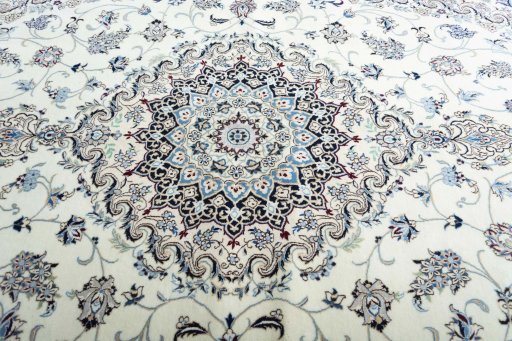 Central medallion detail of New Nain rug from Iran / Persia