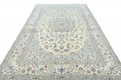 Surface texture of New Nain rug with natural Wool and intricate pattern