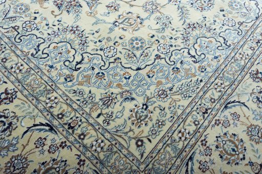Close-up detail of New Nain rug from Iran / Persia showing Wool weave