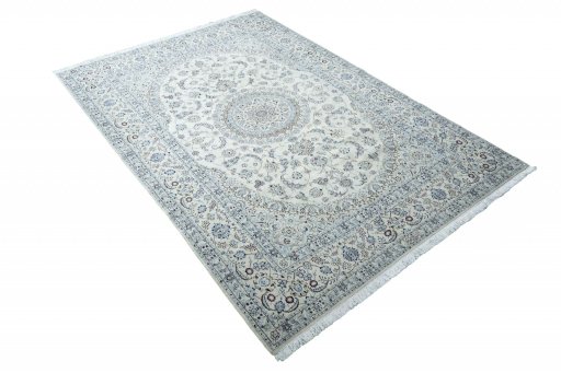 Close-up detail of New Nain rug from Iran / Persia showing Cork weave