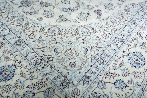 Close-up detail of New Nain rug from Iran / Persia showing Cork weave