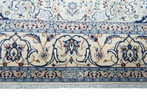 Full view of New Nain rug from Iran / Persia, 310 × 212 cm in Beige tones