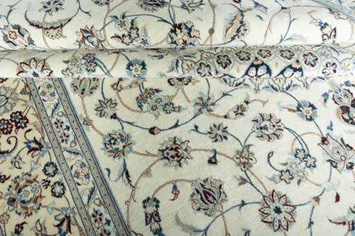 Close-up detail of New Nain rug from Iran / Persia showing Cork weave