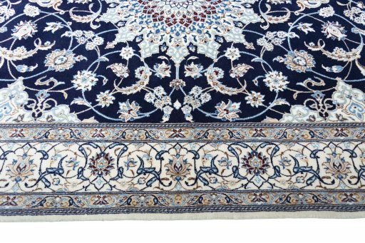 Close-up detail of New Nain rug from Iran / Persia showing Cork weave