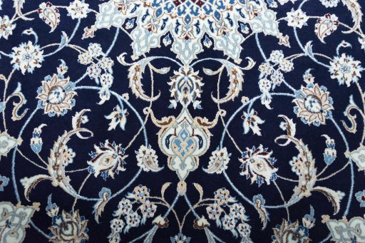 Close-up detail of New Nain rug from Iran / Persia showing Cork weave