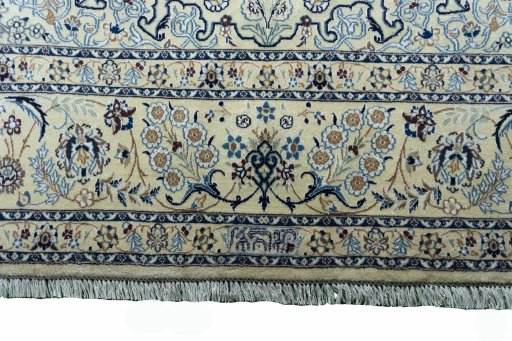 Close-up detail of New Nain rug from Iran / Persia showing Cork weave