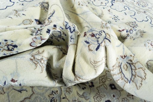 Surface texture of New Nain rug with natural Wool and intricate pattern