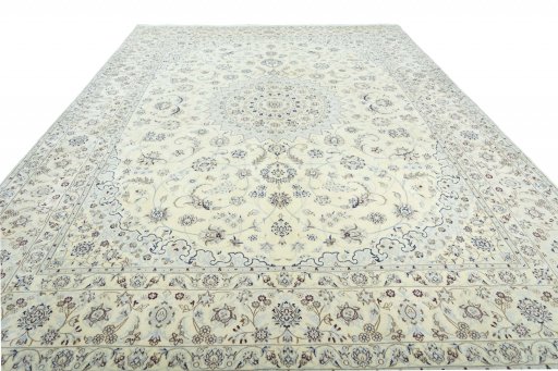 Surface texture of New Nain rug with natural Wool and intricate pattern