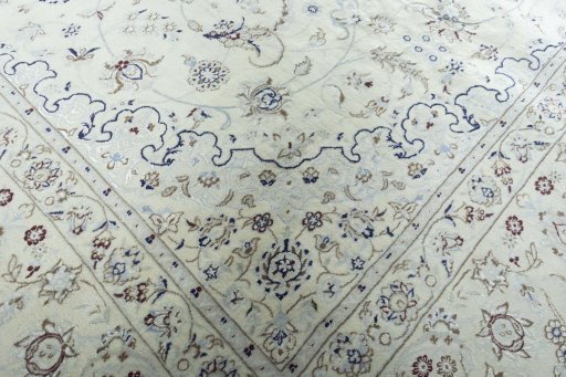 Close-up detail of New Nain rug from Iran / Persia showing Wool weave