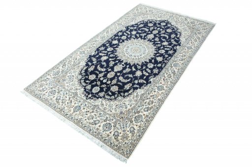 Close-up detail of New Nain rug from Iran / Persia showing Wool weave
