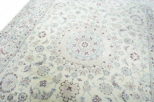 Backside of handmade 2000s Nain rug showing knot structure and weave density