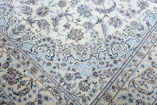 Close-up detail of New Nain rug from Iran / Persia showing Cork weave