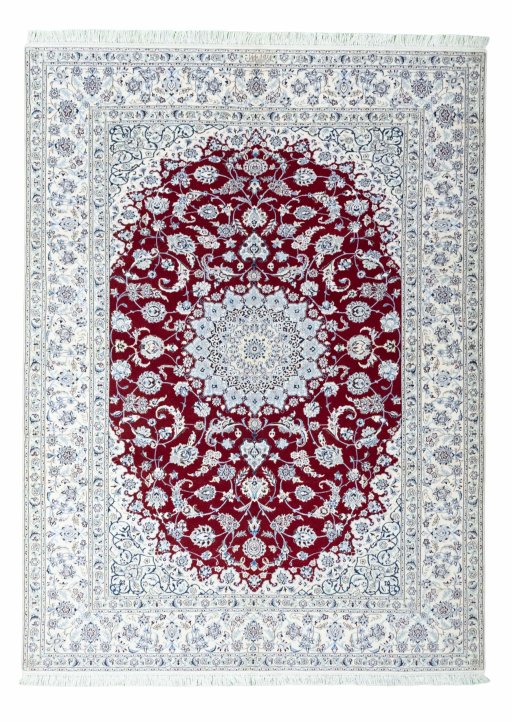 Full view of New Nain rug from Iran / Persia, 281 × 208 cm in Red tones