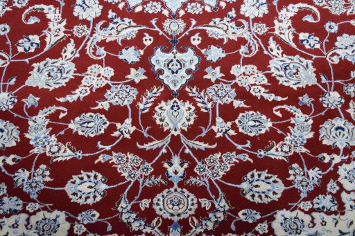 Close-up detail of New Nain rug from Iran / Persia showing Cork weave