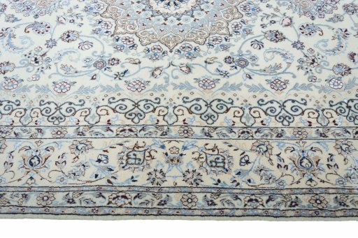 Close-up detail of New Nain rug from Iran / Persia showing Cork weave