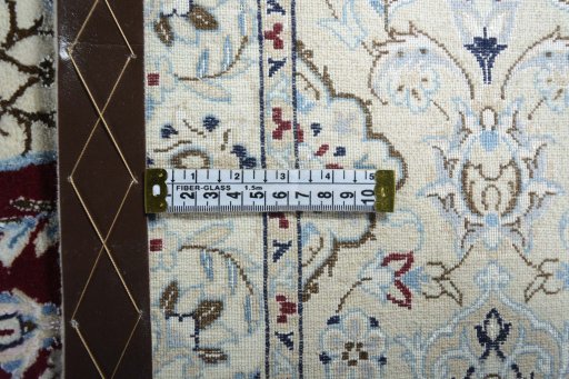 Close-up detail of New Nain rug from Iran / Persia showing Cork weave