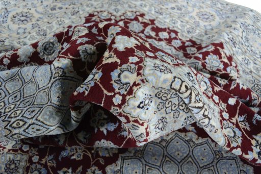 Close-up detail of New Nain rug from Iran / Persia showing Cork weave