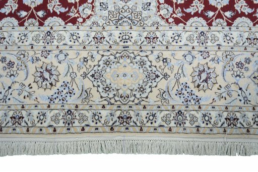 Close-up detail of New Nain rug from Iran / Persia showing Cork weave