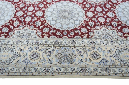 Full view of New Nain rug from Iran / Persia, 314 × 206 cm in Red tones