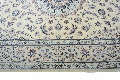 Close-up detail of New Nain rug from Iran / Persia showing Cork weave