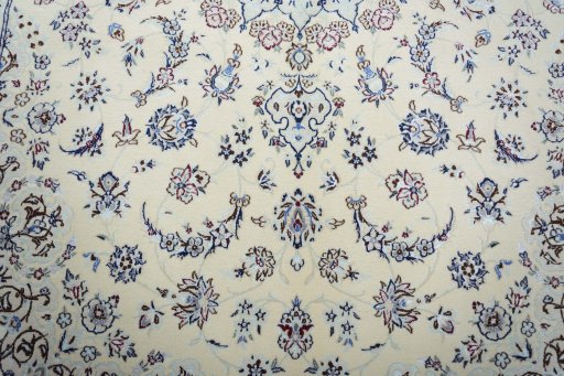 Close-up detail of New Nain rug from Iran / Persia showing Cork weave