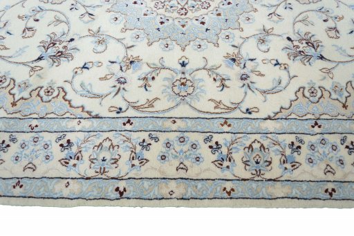 Close-up detail of New Nain rug from Iran / Persia showing Cork weave