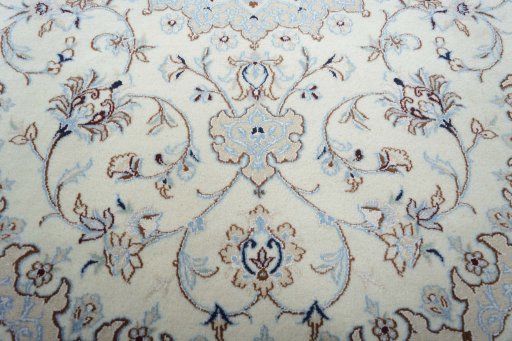 Close-up detail of New Nain rug from Iran / Persia showing Cork weave