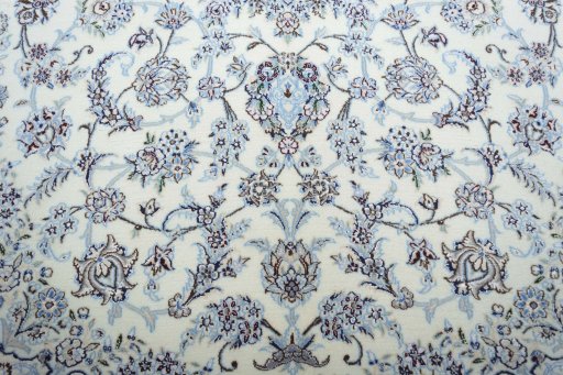 Close-up detail of New Nain rug from Iran / Persia showing Cork weave