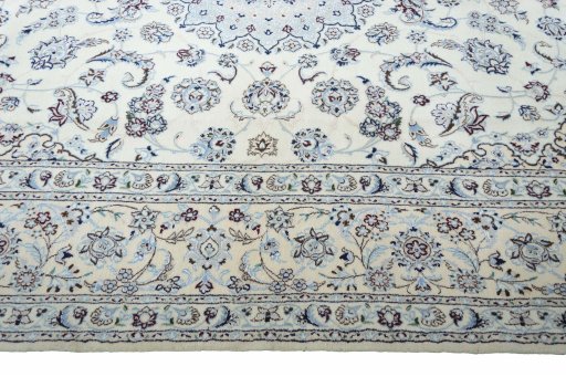 Close-up detail of New Nain rug from Iran / Persia showing Cork weave