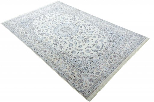 Close-up detail of New Nain rug from Iran / Persia showing Cork weave