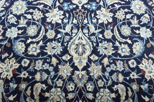 Close-up detail of 2000s Nain rug from Iran / Persia showing Wool weave