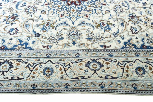 Close-up detail of 2000s Nain rug from Iran / Persia showing Wool weave
