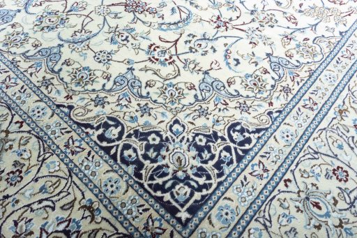 Close-up detail of 2000s Nain rug from Iran / Persia showing Wool weave