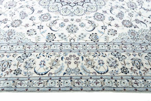 Close-up detail of New Nain rug from Iran / Persia showing Cork weave