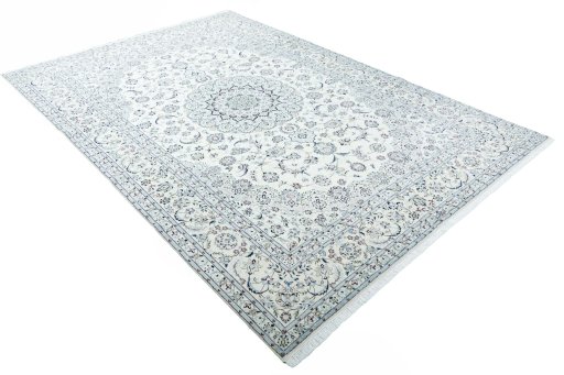 Close-up detail of New Nain rug from Iran / Persia showing Cork weave