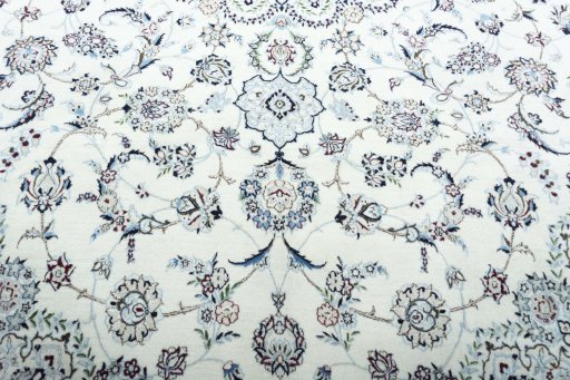 Close-up detail of New Nain rug from Iran / Persia showing Cork weave
