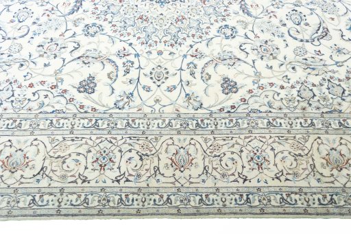 Close-up detail of 2000s Nain rug from Iran / Persia showing Cork weave