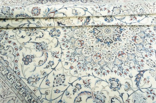 Surface texture of 2000s Nain rug with natural Cork and intricate pattern