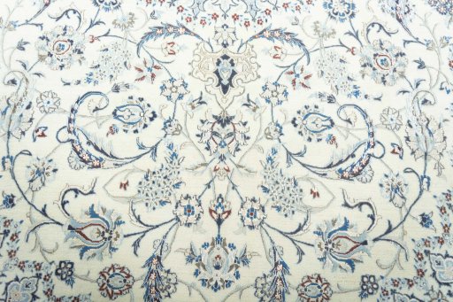 Close-up detail of 2000s Nain rug from Iran / Persia showing Cork weave