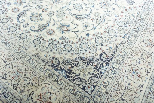 Full view of 2000s Nain rug from Iran / Persia, 300 × 207 cm in Beige tones