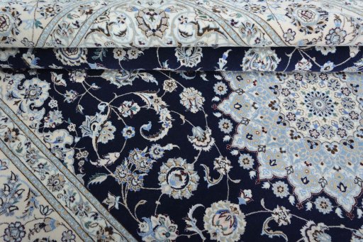Close-up detail of New Nain rug from Iran / Persia showing Cork weave