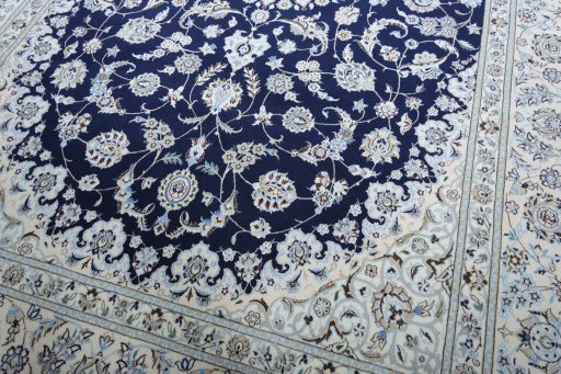 Close-up detail of New Nain rug from Iran / Persia showing Cork weave