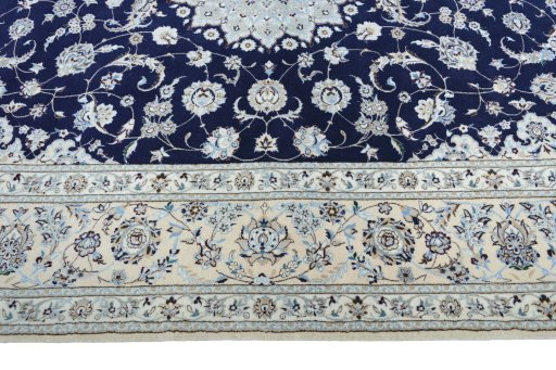 Close-up detail of New Nain rug from Iran / Persia showing Cork weave
