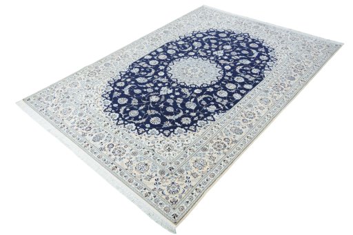 Corner detail of New Nain rug showing border pattern and Cork pile