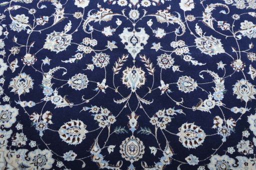 Close-up detail of New Nain rug from Iran / Persia showing Cork weave