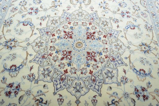 Central medallion detail of 2000s Nain rug from Iran / Persia