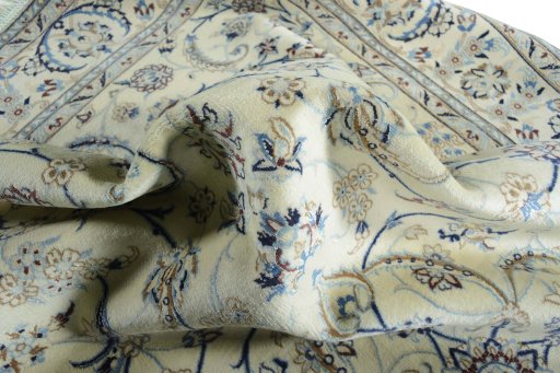 Surface texture of New Nain rug with natural Wool and intricate pattern