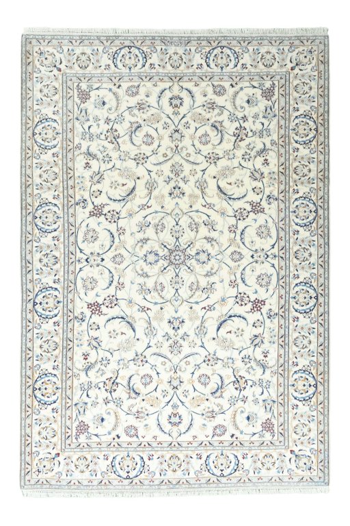 Full view of New Nain rug from Iran / Persia, 305 × 209 cm in Beige tones