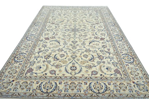 Surface texture of New Nain rug with natural Wool and intricate pattern